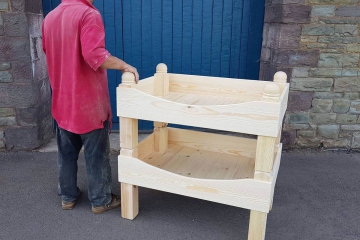 012-dog-bunk-beds-with-man-standing-near-for-size-comparison
